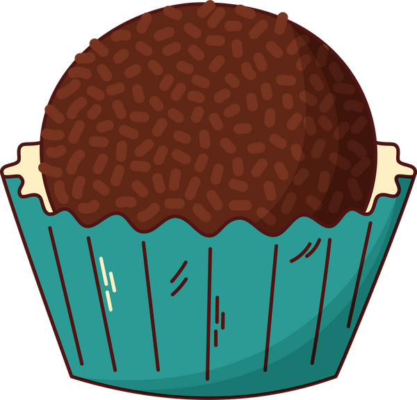 Brazilian traditional food. Brigadeiro. Vector illustration in hand drawn style.
